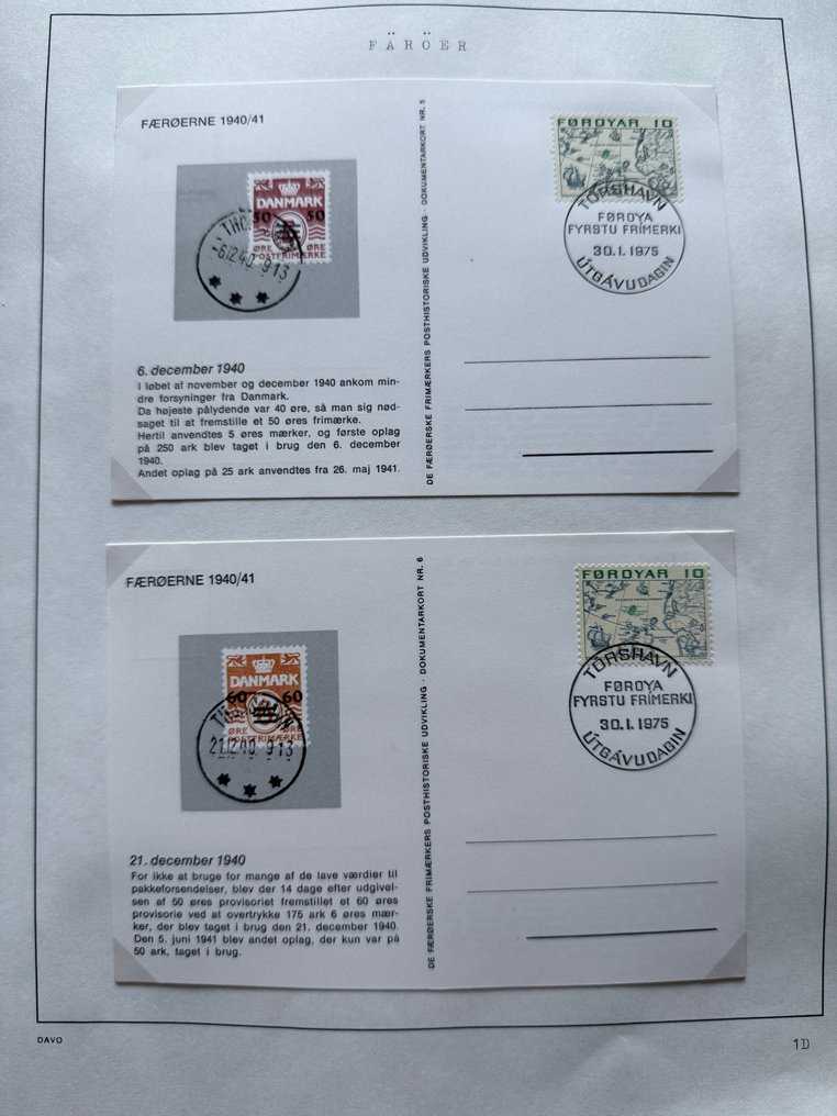 Faroe Islands 1975/1997 - Party of stamps, sheets, and postcards in a Davo album #4.3
