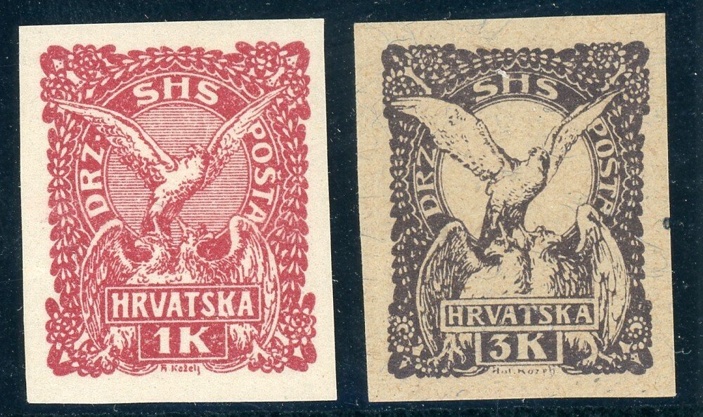 Croatia  - Yugoslavia SHS. Croatia, Slovenia. Unused stamps. With certificate. - Mi. 95U + 96U, Mi. 66 var. #2.1