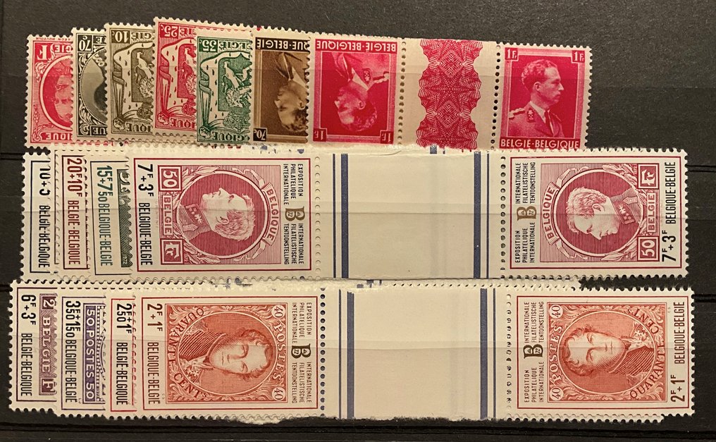 België 1922/1972 - Verzameling Kopstaande zegels + Kopstaande zegels met tussenpaneel - OBP / COB KP + KT #1.0