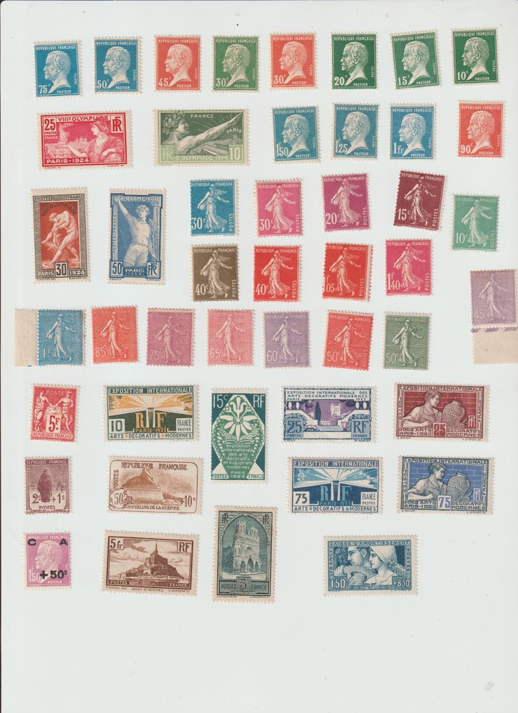 Ranska 1923/1932 - Erilaiset sointivärit 1923–32 - Yvert&Tellier #1.0