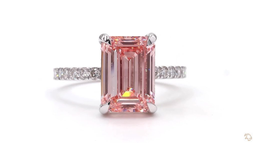 χωρίς τιμή ασφαλείας - Δαχτυλίδι - 18 καράτια Λευκός χρυσός -  4.61ct. tw. Ροζ Διαμάντι (Διαμάντια εργαστηριακής καλλιέργειας με φανταχτερά χρώματα) - Διαμάντι - Πολυτεχνική Ζωντανή Ροζ #1.0