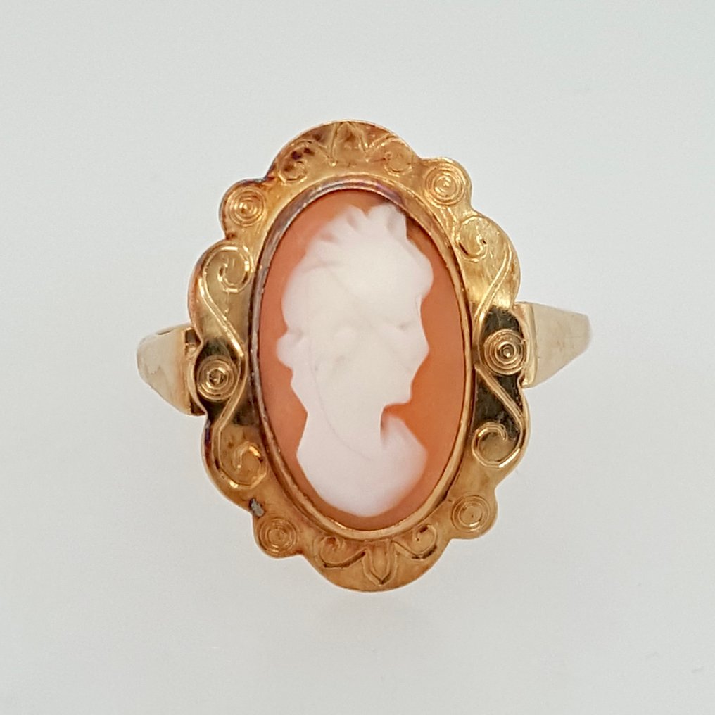 戒指 - 14 克拉 黃金 - Camee #1.0