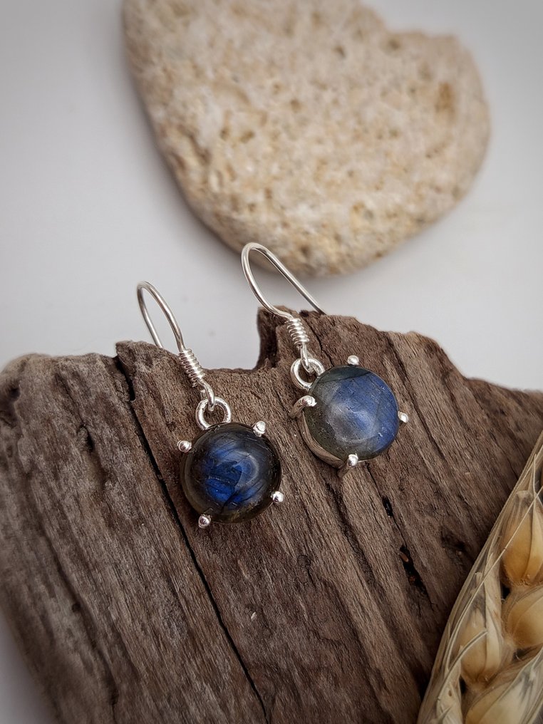 Kolczyki ze srebra 925 z labradorytem o najwyższej jakości. - Wysokość: 25 mm - Szerokość: 10 mm- 3.1 g - (1) #3.2