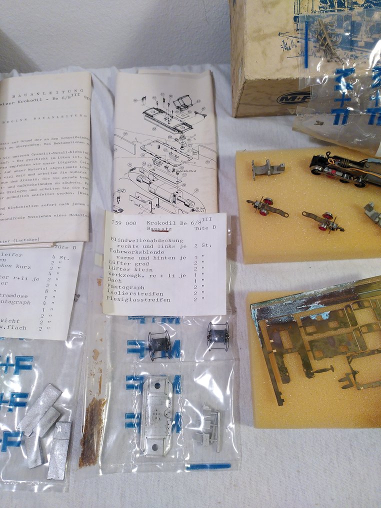 M+F, Merker & Fischer N - 759 - Ηλεκτροκίνητη ατμομηχανή (1) - Σετ κατασκευής από μπρούντζο «Krokodil» Be 6/8 III, ξεκίνησε - SBB #4.3