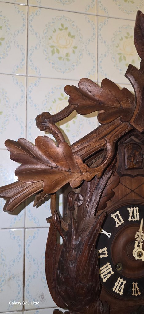 Cuckoo clock -   linden wood, wrought iron, brass - 1850-1900 - Spring-driven cuckoo clock #4.3