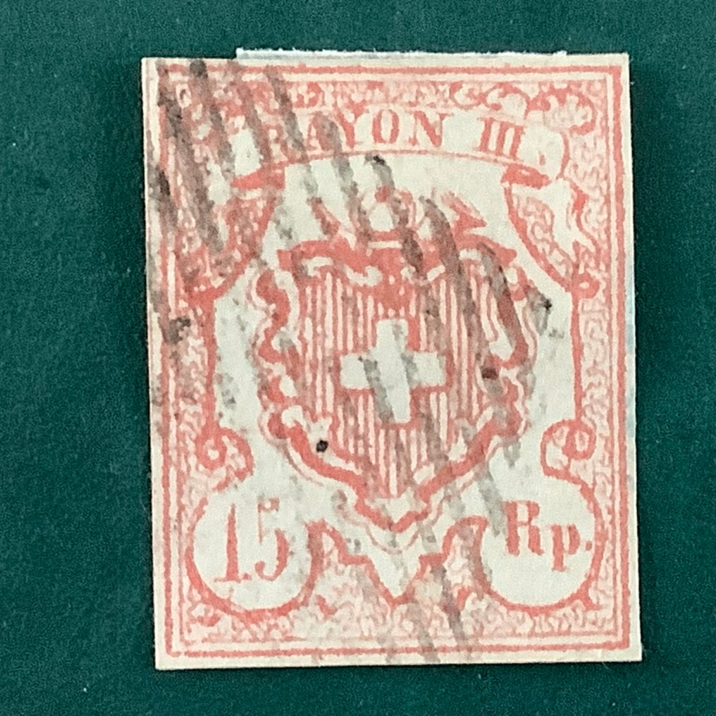 Schweiz 1850 - 15 Rp Rayon III - rige margener - Zumstein 20 - Michel 12 #1.0