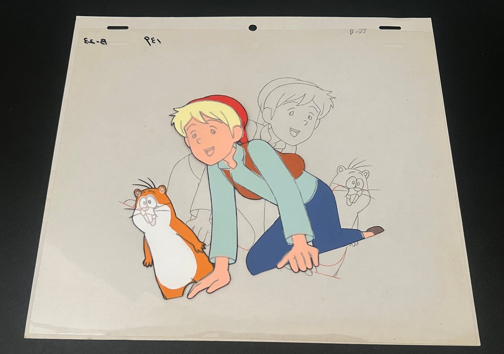 Tesaki Okuno, Takao Koyama - 2 Animációs cel + 1 eredeti rajz - The Wonderful Adventures of Nils - 1980 #3.2