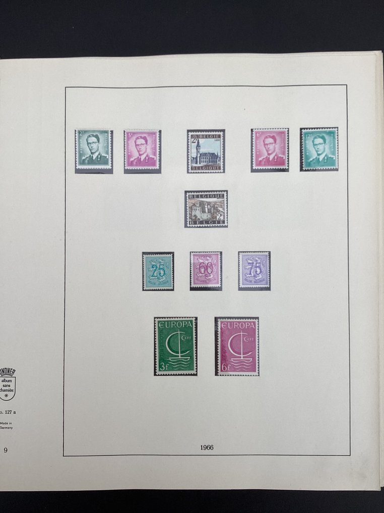 Belgium - Collection of Mint Postage Stamps 1966-1973 - complete with blocks and booklets in Lindner album #4.3