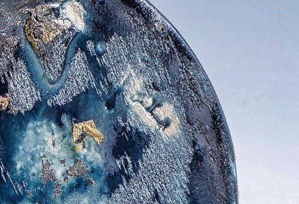 Vase -  Double spout cup with flambé reduction glaze in blue and brown, Art Nouveau early Art Deco • Marked  - Ceramic #3.2