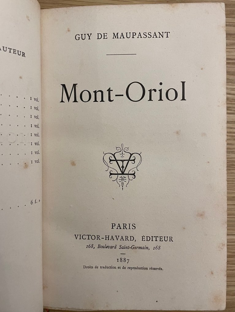 Guy de Maupassant. - Mont-oriol. Reliure signée Lortic. - 1887 #4.3