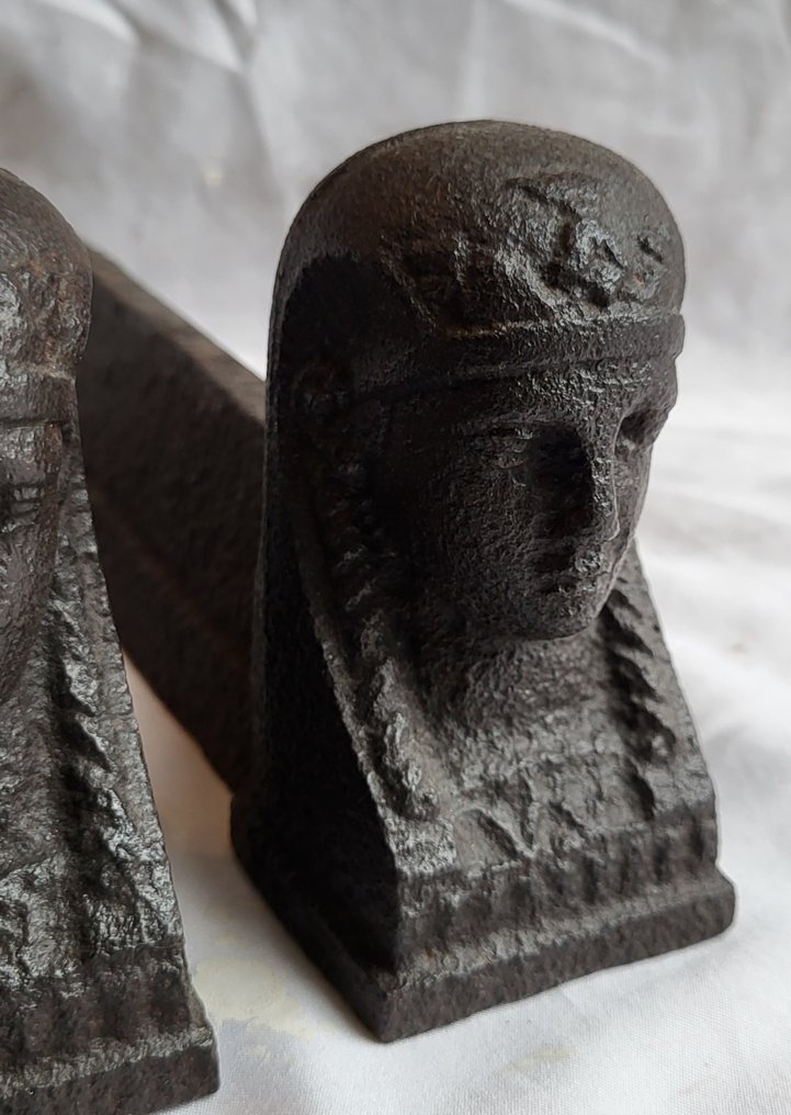 Victoriaanse set van unieke vuurbokken (Andirons, Firedogs & Chenets) - Acessório para lareira - Ferro fundido #3.2