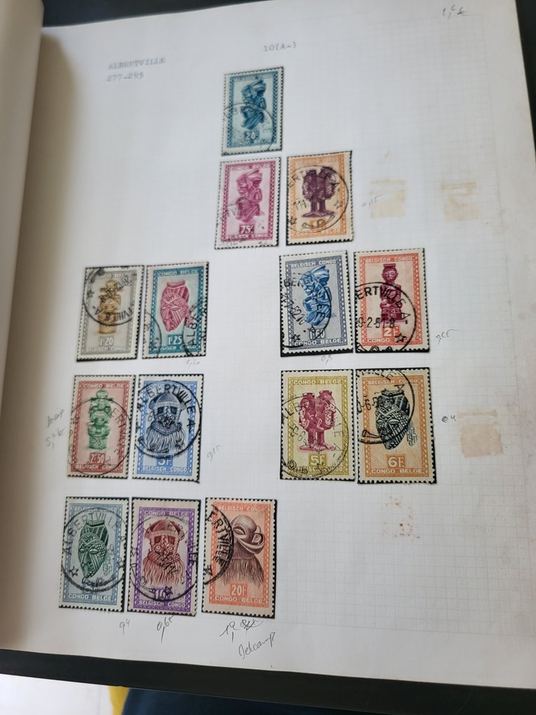 Belgian Congo 1947/1955 - Specialized collection series of indigenous art with stamps from many places. #2.1