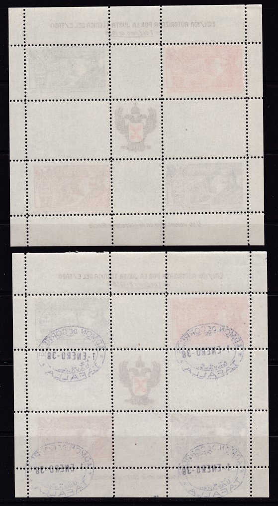 西班牙 1938 - Zumalacarregui - HB nº 1 齿痕 - 边缘铭文在顶部和底部 - 全新和二手 #1.0