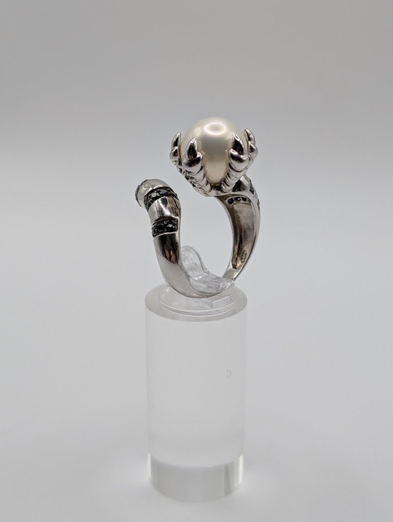 Ingen mindstepris - Ring Sølv Perle - Zirkon #1.0