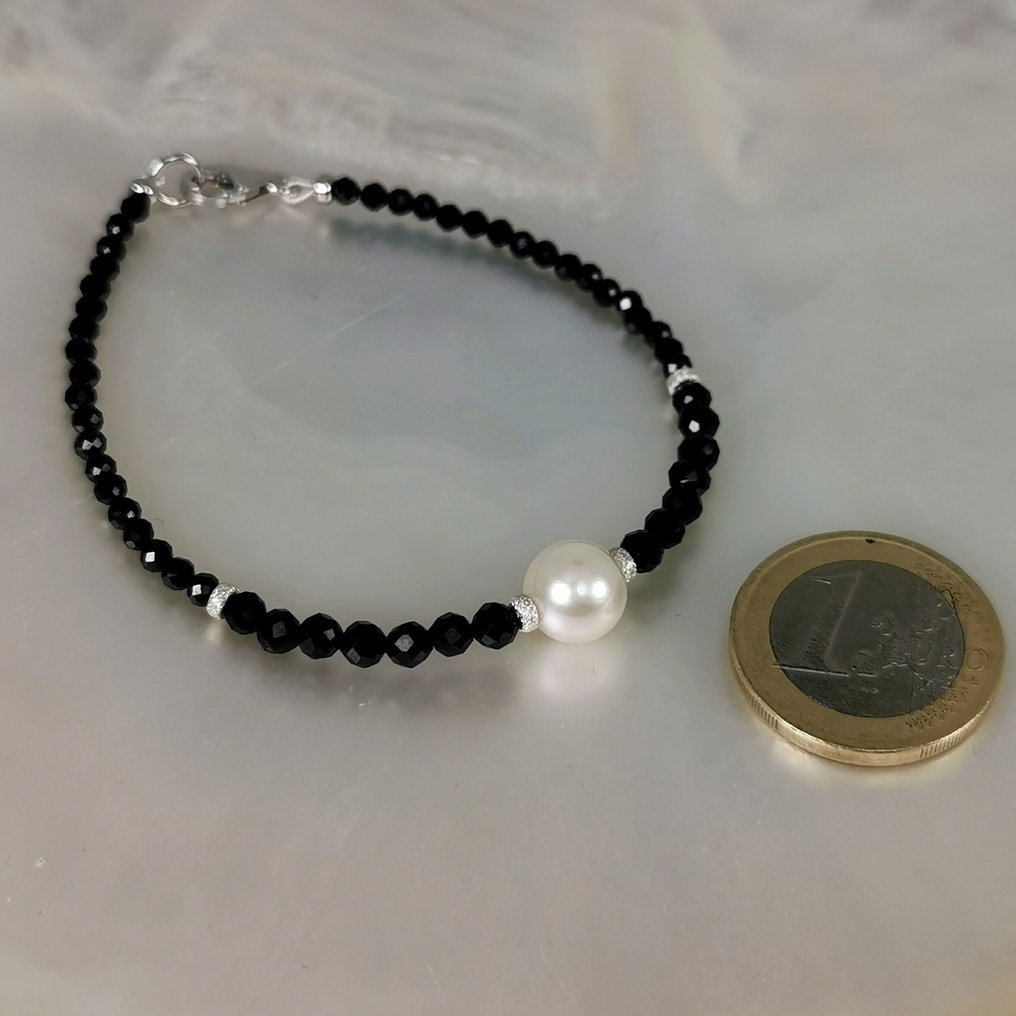 Zonder minimumprijs - Armband Zilver Parel - Spinel - Akoya RD Ø 8,9 mm #1.0