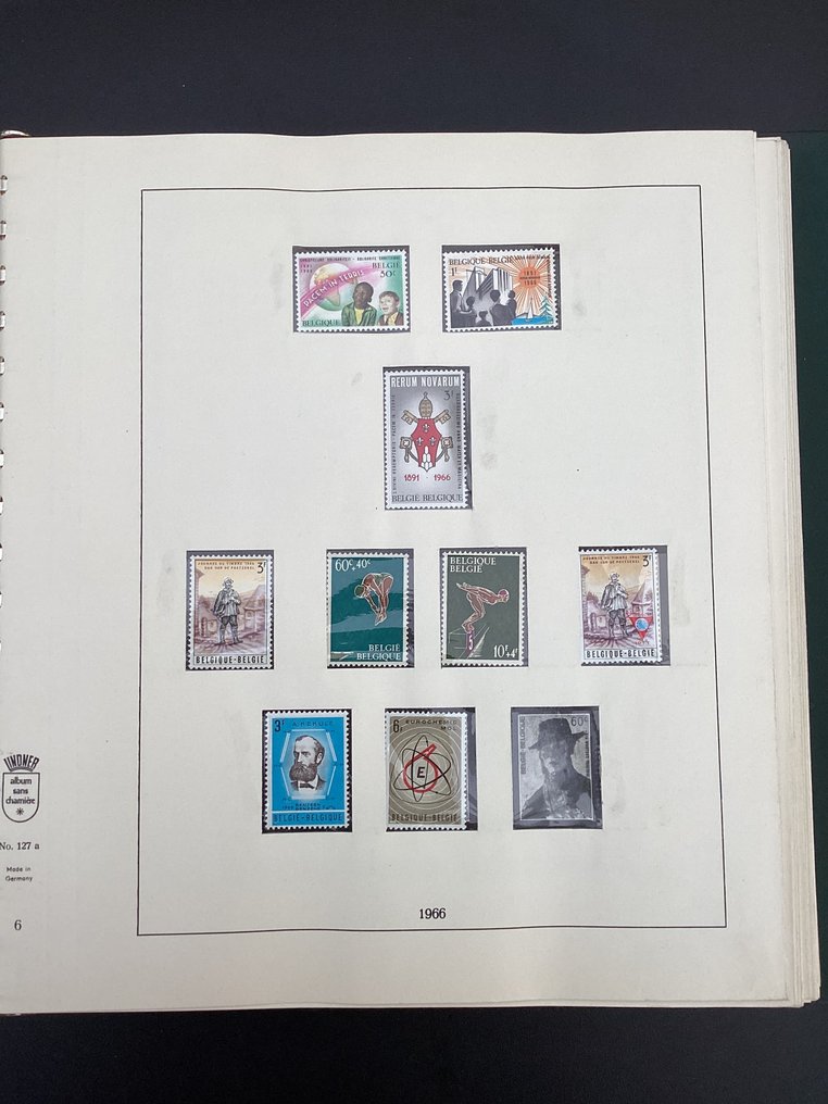 Belgium - Collection of Mint Postage Stamps 1966-1973 - complete with blocks and booklets in Lindner album #1.0