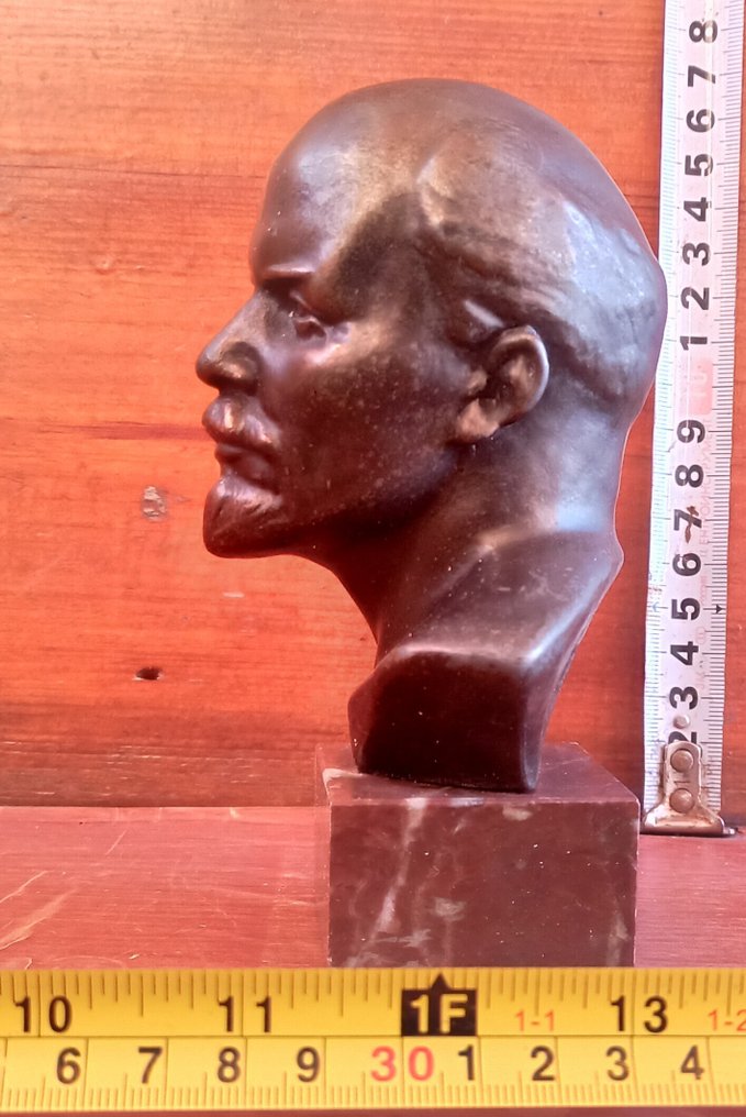苏联铜制列宁头像——原版苏联桌面雕塑——社会主义现实主义 - 军用配件 #3.2