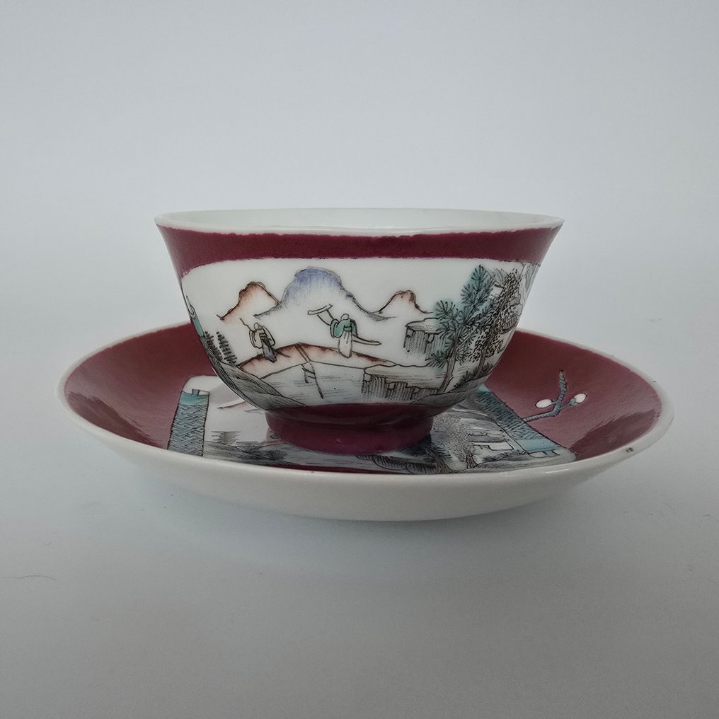 杯及底碟 (2) - 瓷器 - Famille rose #1.0