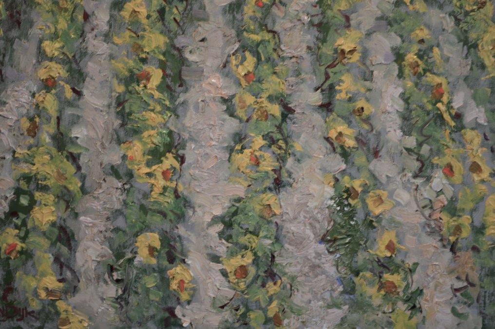 Chris van Dijk (1952) Impressionist - " Tournesols et Lavende " #4.3