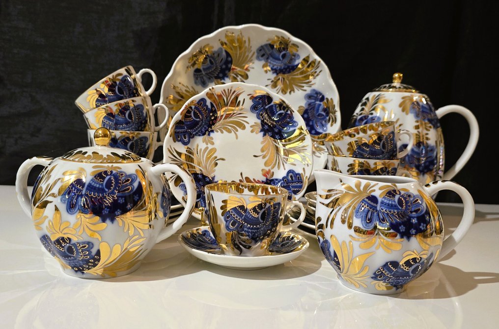 Lomonosov Imperial Porcelain Factory - Σερβίτσιο καφέ (22) - Πορσελάνη - Lomonosov Χρυσός Κήπος #1.0