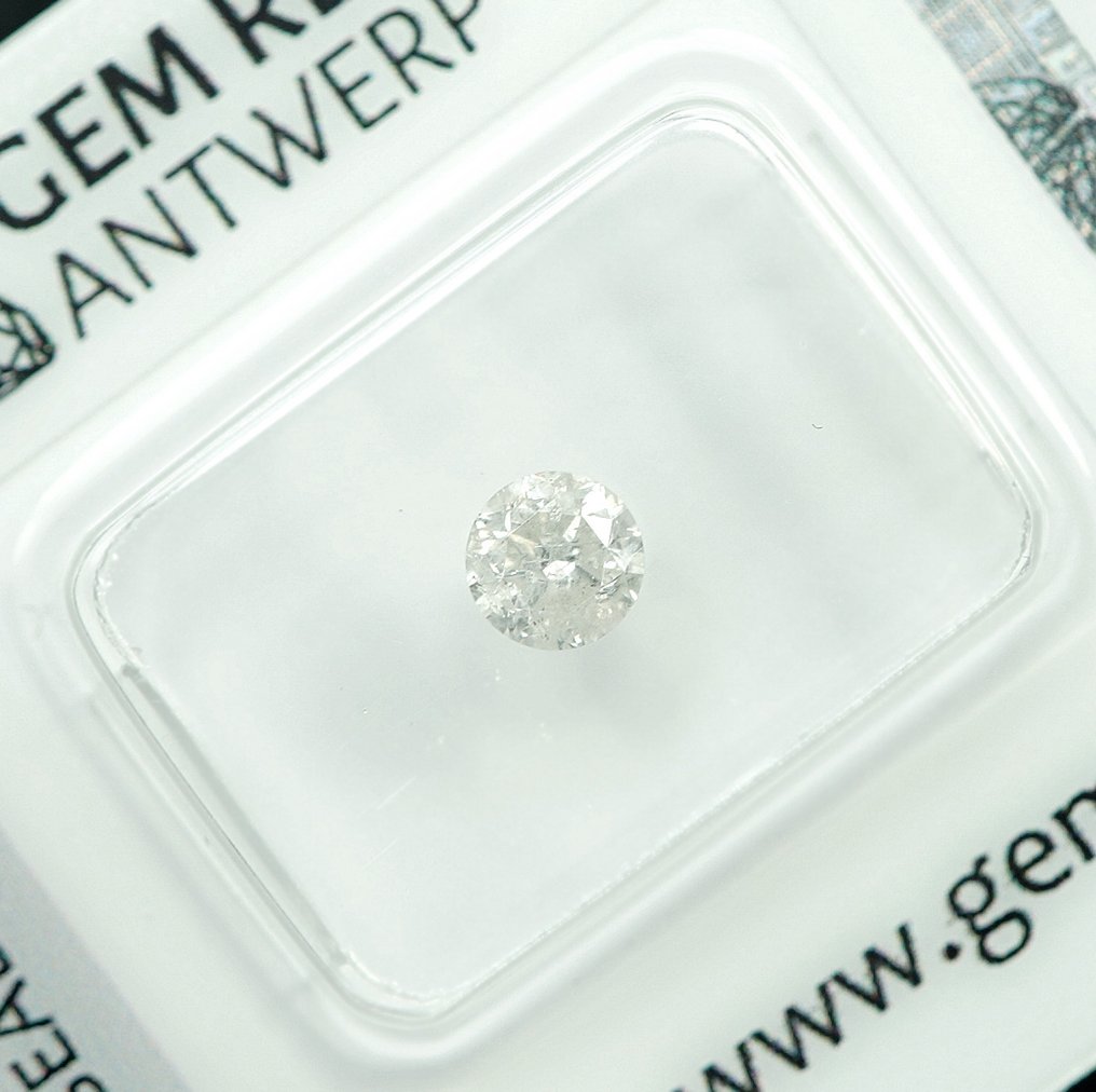 χωρίς τιμή ασφαλείας - 1 pcs Διαμάντι  (Φυσικό)  - 0.50 ct - Στρογγυλό - I - I3 - Gem Report Antwerp (GRA) #1.0