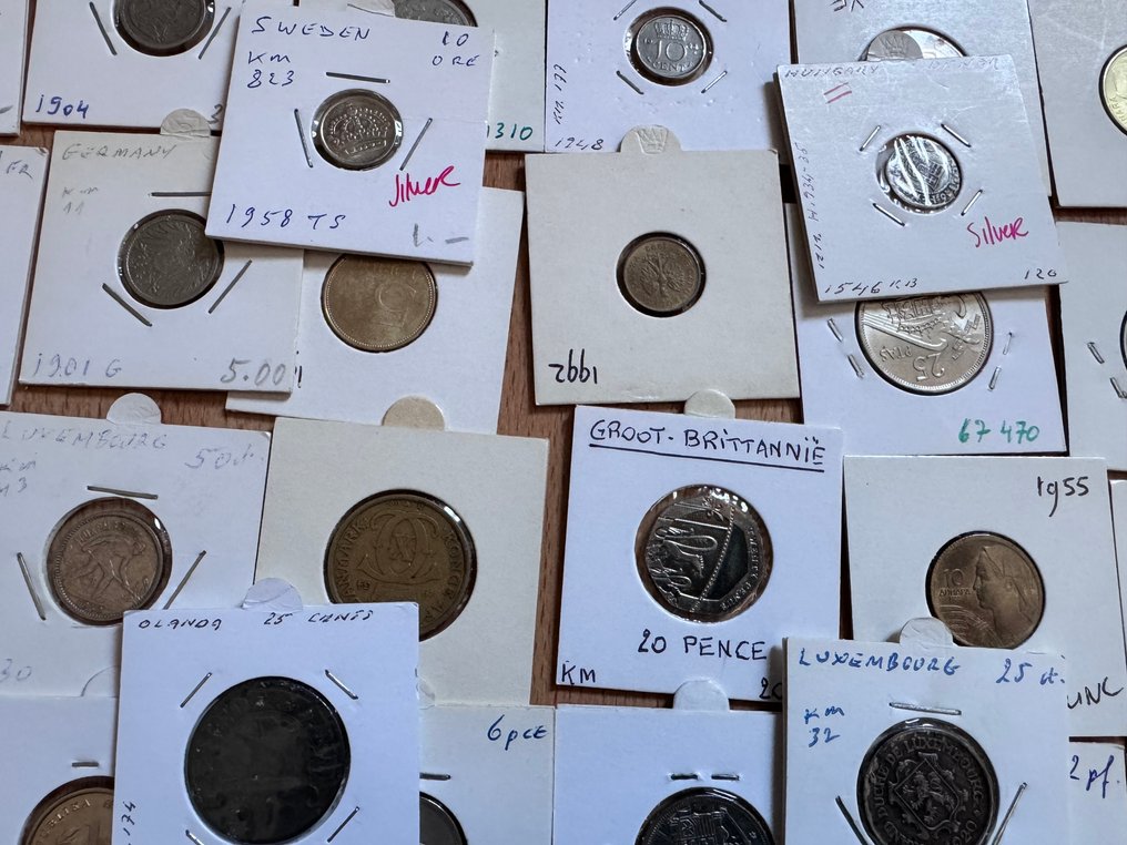 欧洲. Sélection de monnaies d Europe .200 pièces y compris 10 pièces en argent et des pièces anciennes en (没有保留价) #1.0