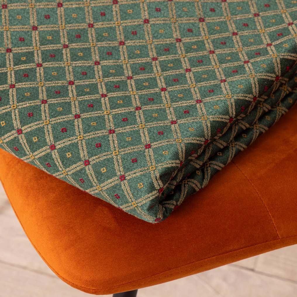 Tessuto Gobelin - 英国赛道绿 – 绿色与金色菱形 - 室内装潢面料  - 270 cm - 280 cm #3.2