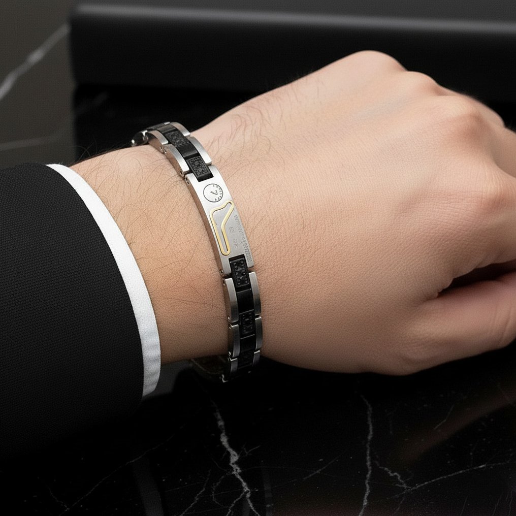 18K包金 - 基础手链，采用外科级不锈钢, 黄金 - 手镯 - 意大利制造 #2.1