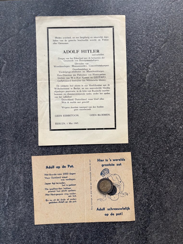 Document - Adolf op de pot  plus bidprentje Adolf Hitler - 1945 #2.1