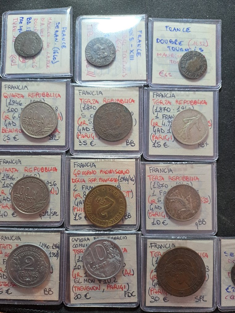 Francia. Lotto di 13 monete, alcune in argento  (Senza prezzo di riserva) #1.0
