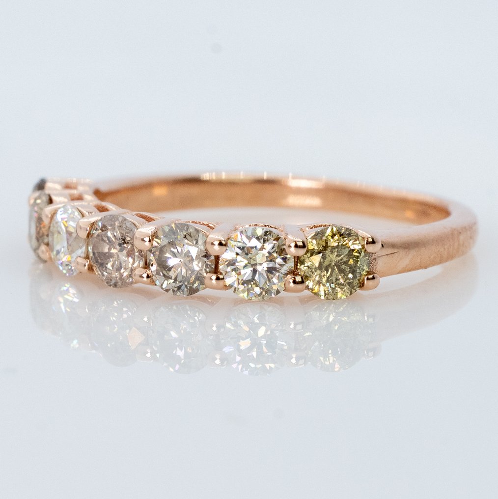 Sem preço de reserva - Anel - 14 K Ouro rosa -  1.06ct. tw. Diamante (Colorido natural) - IGI #3.2