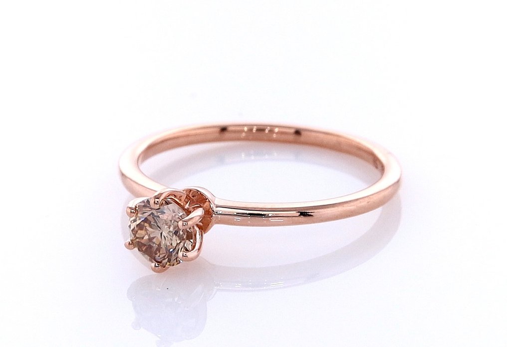 没有保留价 - 戒指 - 14K包金 玫瑰金 -  0.44ct. tw. 钻石 (天然色彩的) #1.0