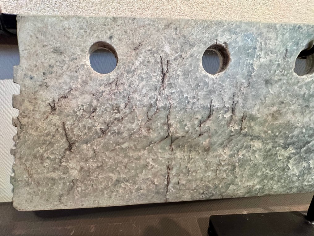 Chinois ancien, néolithique jade vert moucheté lame rituelle, culture Hongshan - 50 cm #2.1