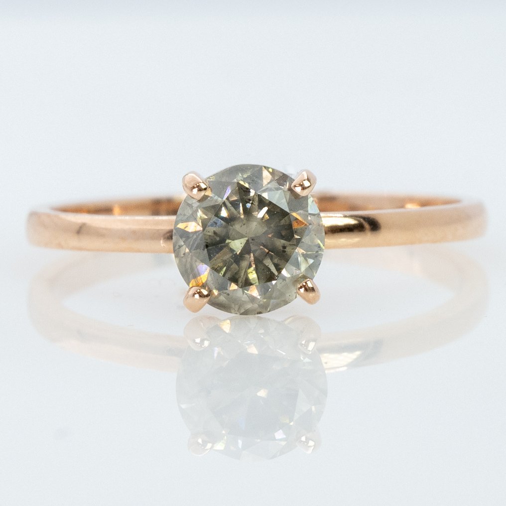 沒有保留價 - 戒指 - 14 克拉 玫瑰金 -  1.02ct. tw. 鉆石 (天然彩色) - GWLab #1.0