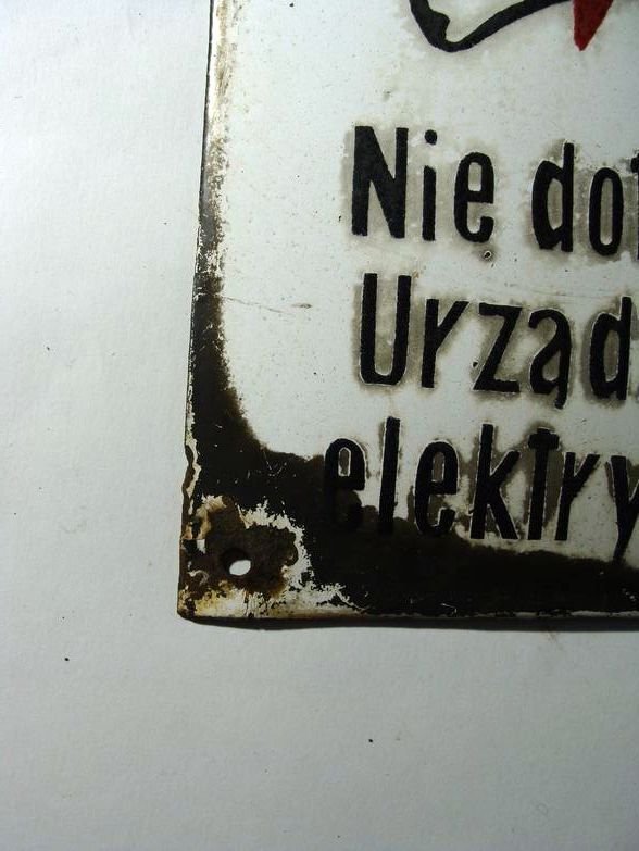 Old enamel sign "Caution: Electricity" Do not touch! Electrical device! - unbekannt - Enamel sign - Enamel #4.3