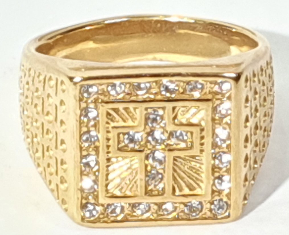 4 Religious rings - Egyptian Cross, Latin Crosses with Cubic Zirconia (2), and Anchor Cross - - Ring #2.1