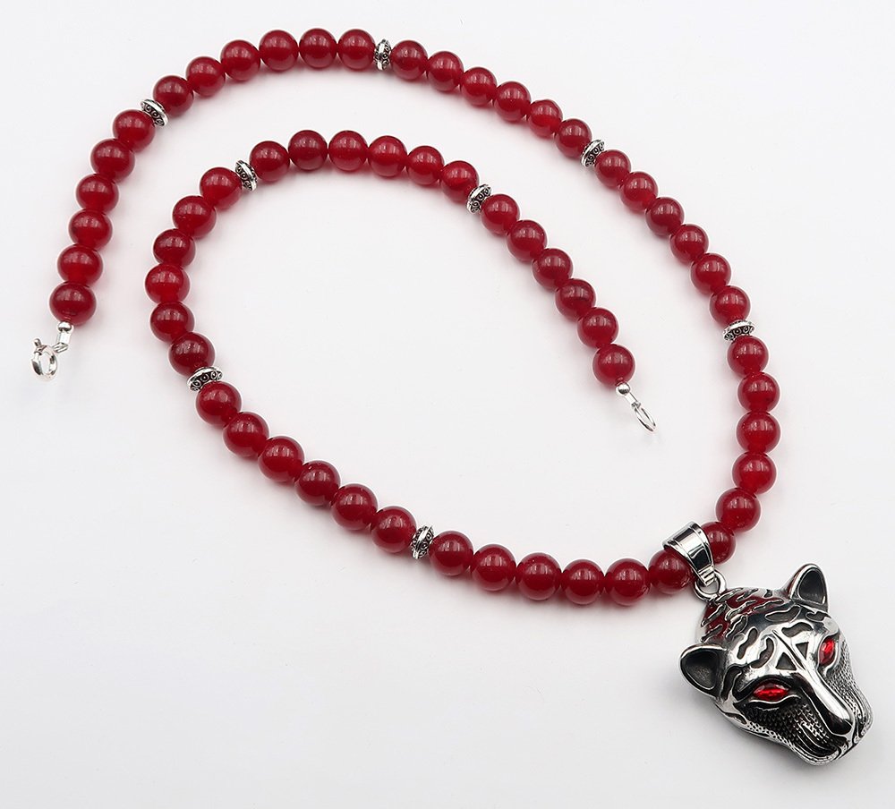 红宝石 - 保护佛教的项链 - 豹子,动物图腾 - 灵性引导 - 925纯银扣环 - 项链 #4.3