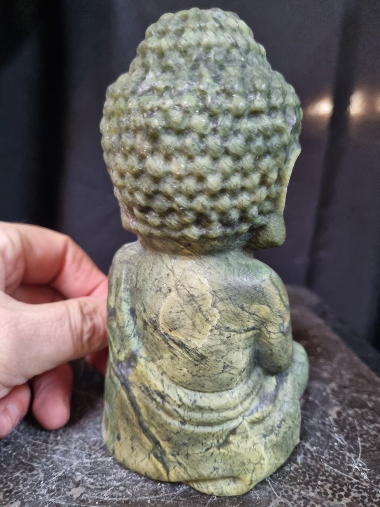 Μεγάλος χαλαζίας Βούδας - Ύψος: 150 mm - Πλάτος: 85 mm- 1004 g #4.3