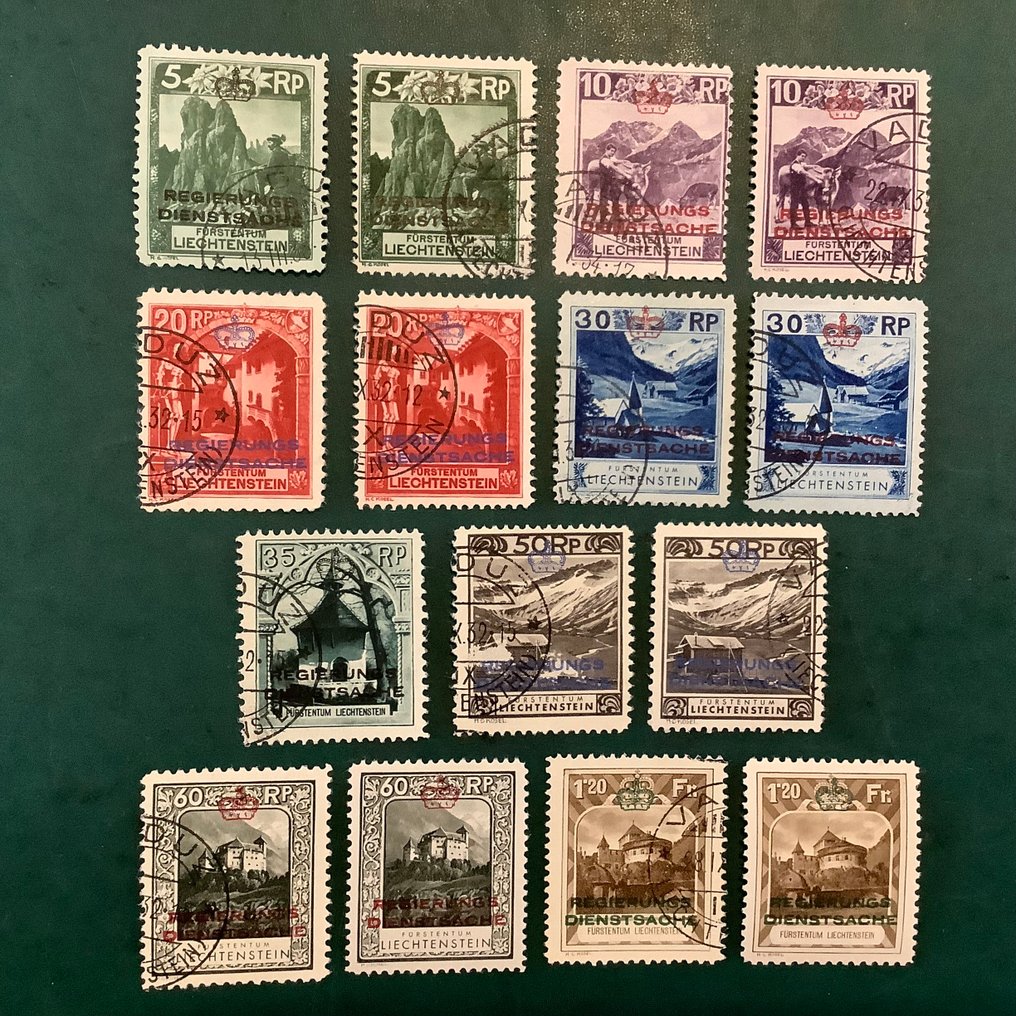 列支敦士登 1932 - 服务：具有色调细节的景观印刷 - Michel 1/8 A/C #1.0