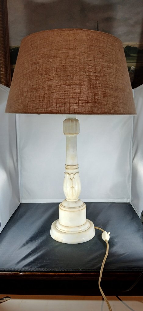 Large vintage Volterra alabaster column table lamp - Bureaulamp - Albast #1.0