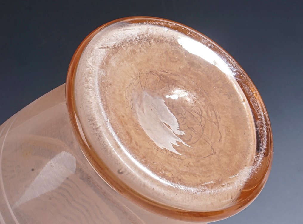 Glasfabriek de Rupel - Boom - Vase -  Decorative art deco 'Rosaline' vase with etched wave decor and gold division – attributed to.  - Glass #1.0