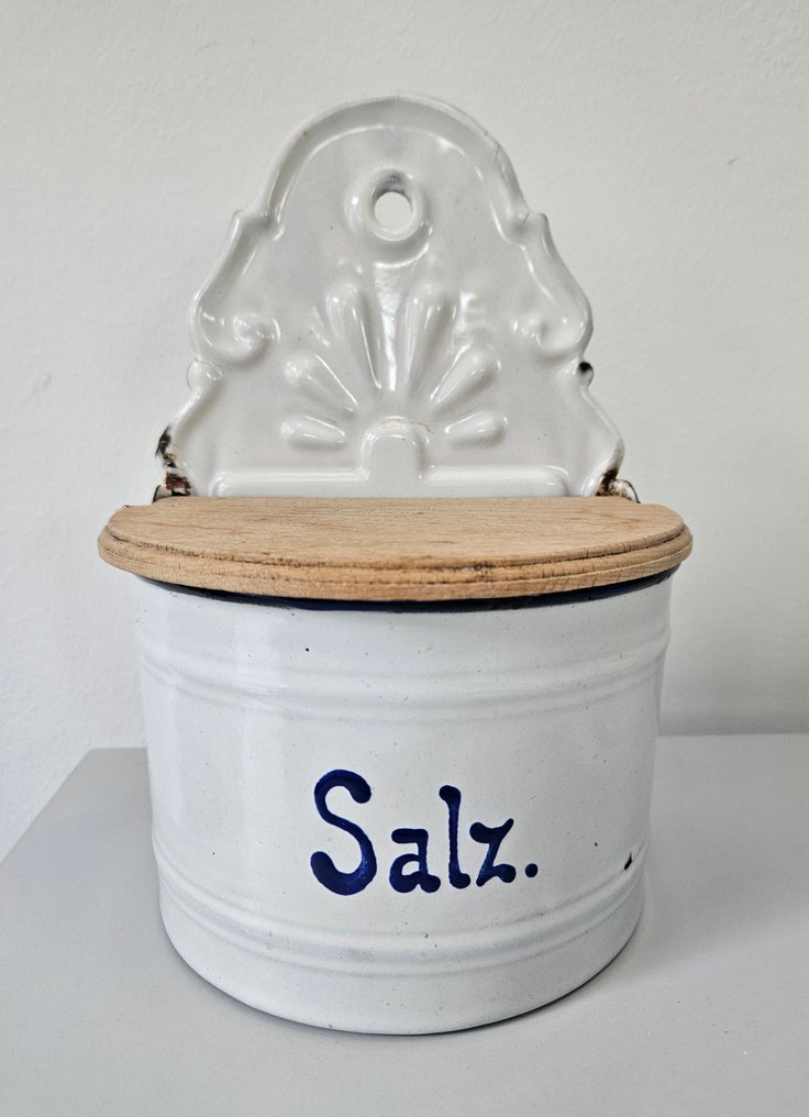 Salt cellar - Storage jar - Enamel - Salt pot - salt. #1.0