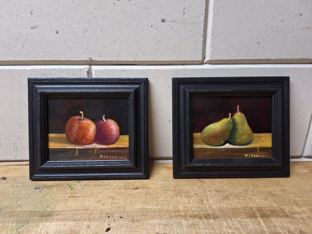 M. J. Manschot (XX) - Twee schilderijen met Appels en twee met Peren #1.0