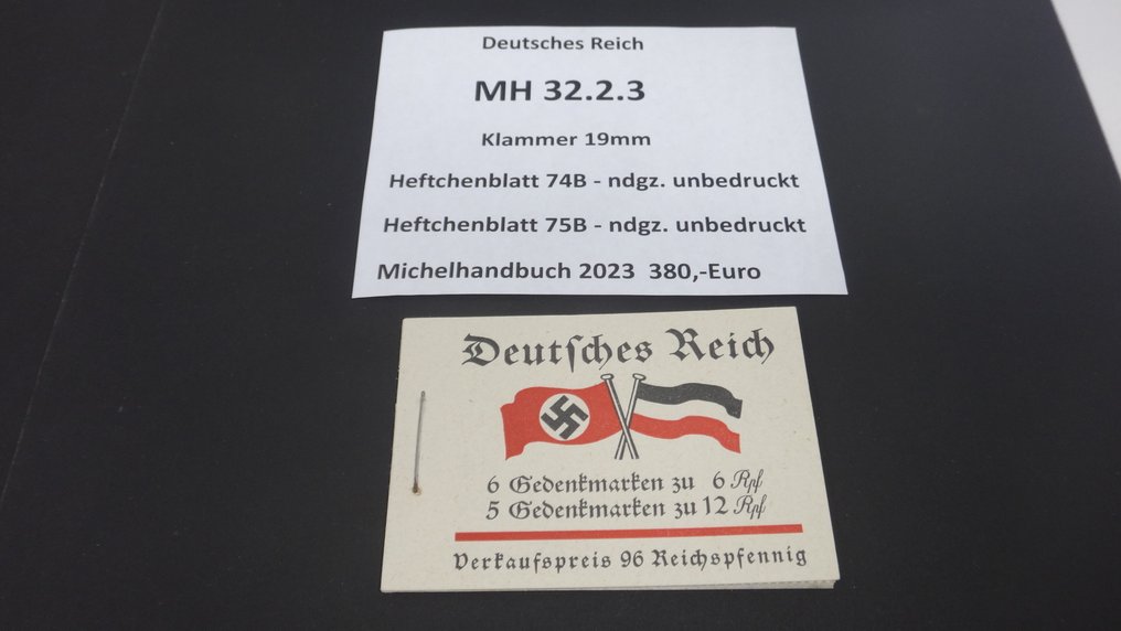 德意志帝國 1933 - 弗里德里希大帝的国会开幕式 - MH 32.2.3 dgz/ndgz 74B 75B Klammer 19 mm #1.0