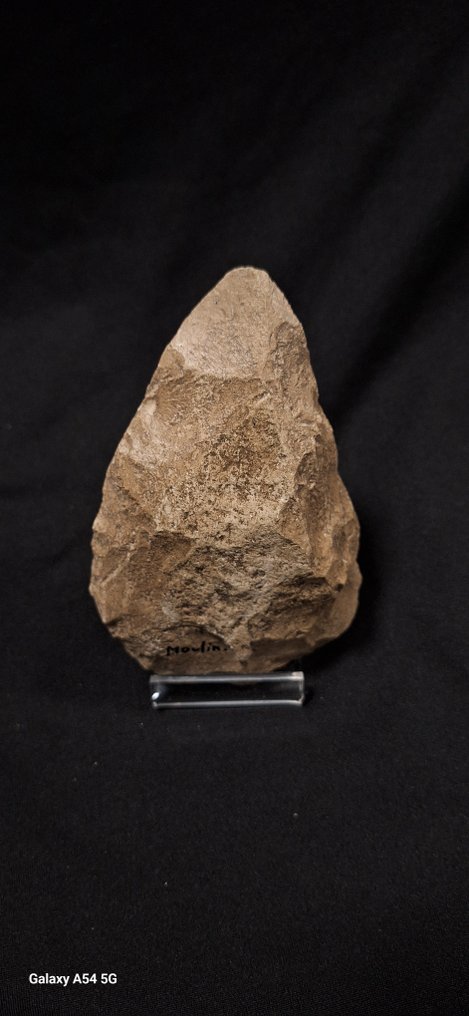 Παλαιολιθική Πήλινα Δίπλευρο Μουστεριανό από Dordogne, Γαλλία, συλλογή ιδιωτικής αρχαιολογίας, από ψαμμίτη, περίπου - 124 mm (χωρίς τιμή ασφαλείας) #1.0