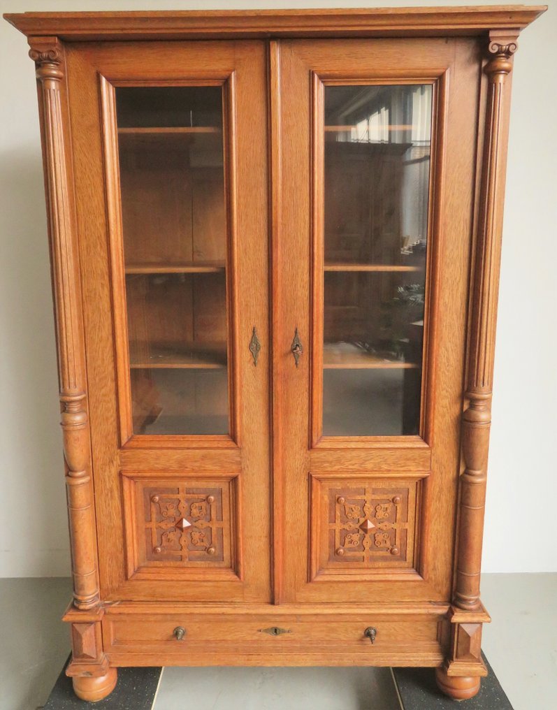 Armário com vitrine - Carvalho, Vidro - Entrega possível #1.0