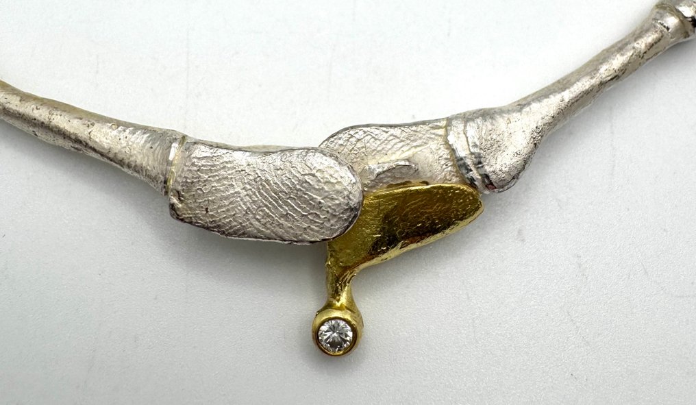 Nincs minimálár - Lánc Ezüst, Aranyozott -  0.03ct. tw. Gyémánt (Természetes)  #3.2