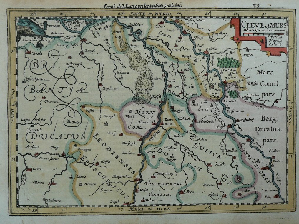 Netherlands - Limburg, Brabant, Maastricht, Roermond, Venlo, Eindhoven; Petrus Kaerius / J.E. Cloppenburg - Cleve et Murs - 1632 #1.0