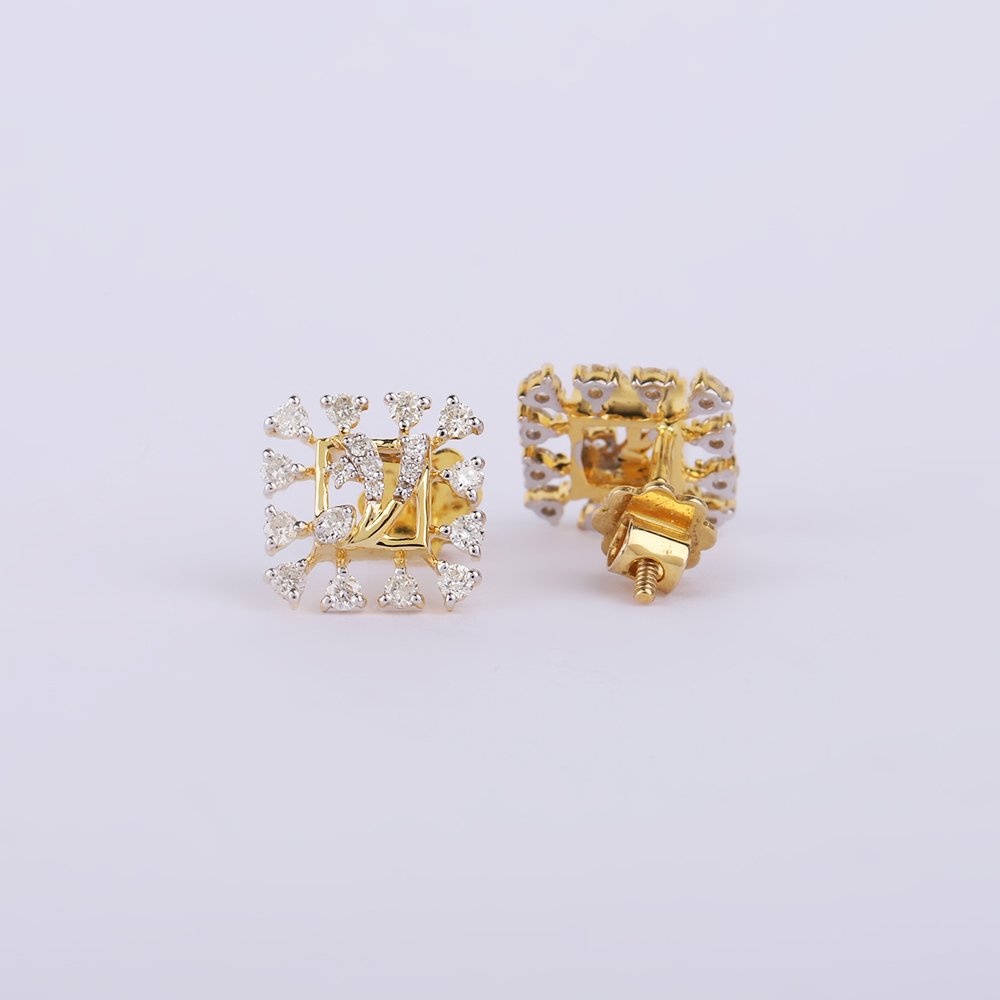 没有保留价 - 小型钉状耳环 - 14K包金 黄金 -  0.57ct. tw. 钻石 (天然) - 黄金钻石耳环 #4.3