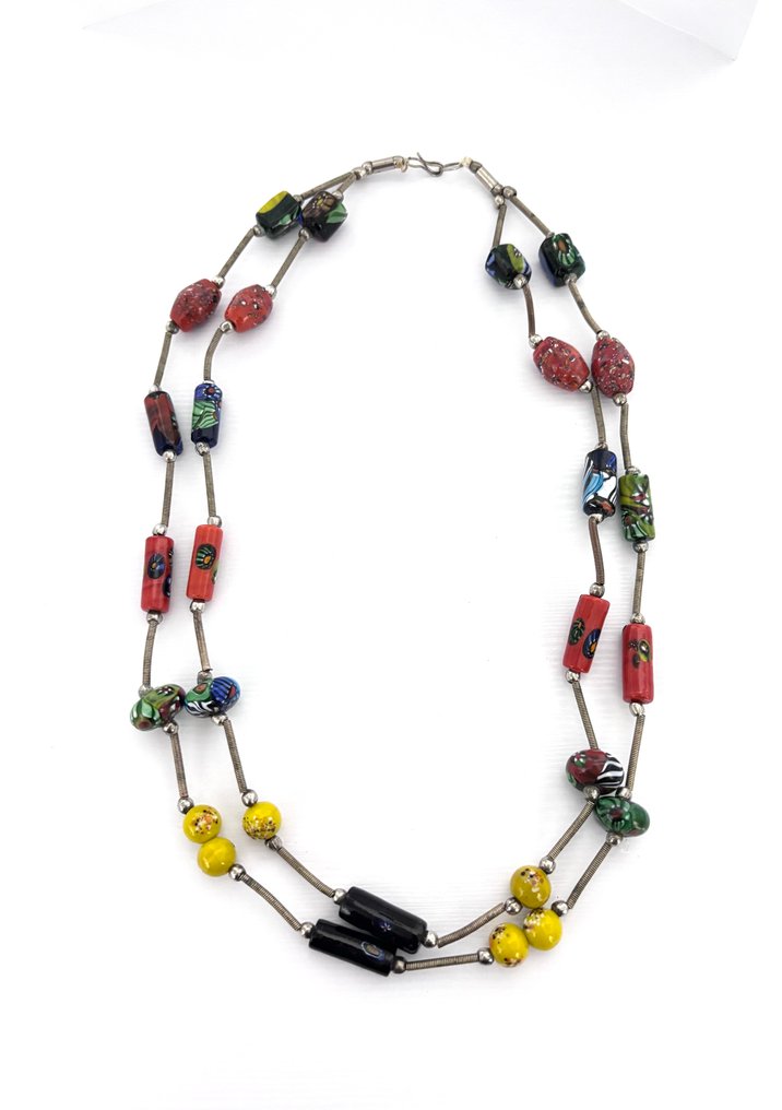 Murano Millefiori -lasi ja metalli - Kaulakoru #1.0